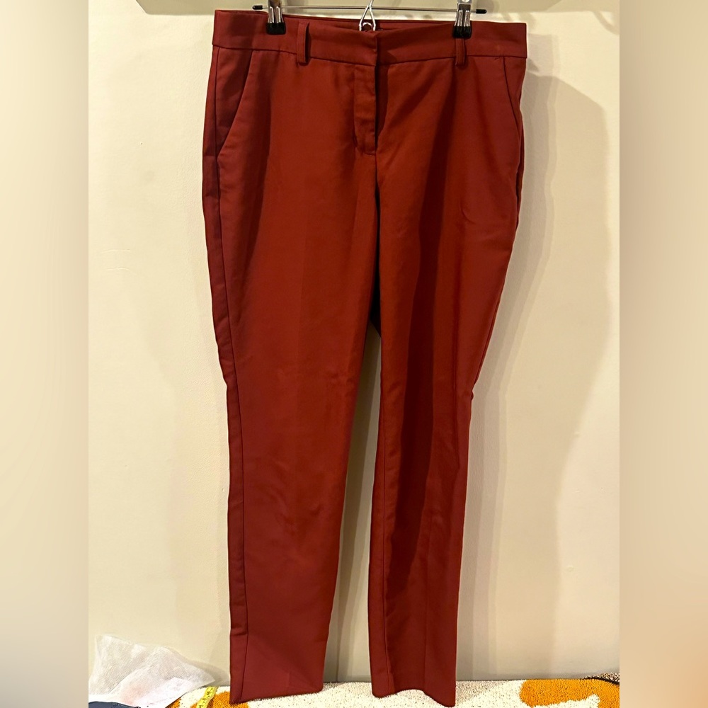 Express Columnist Pants Size 6L Red Slim Ankle Mid Rise Stretch Trousers